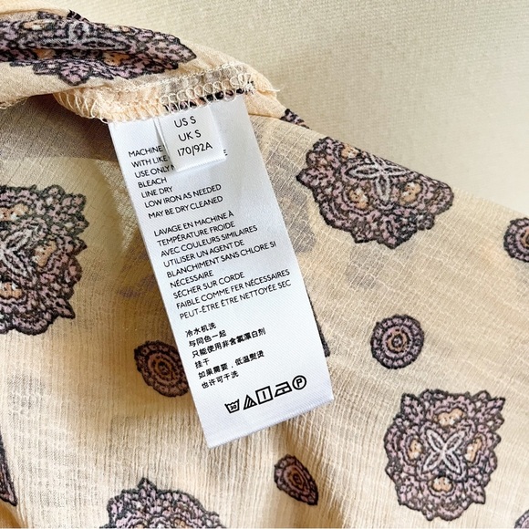 Free People Turn Turn Summer Mini Dress Pink Peach Semi Sheer Balloon Sleeve S - Picture 5 of 10